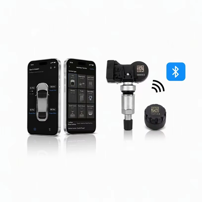 Bluetooth TPMS sensors with smartphone app, internal valve sensor and external cap sensor