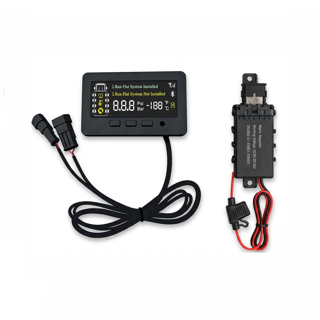 Trailer TPMS system display and smart repeater for tire pressure monitoring