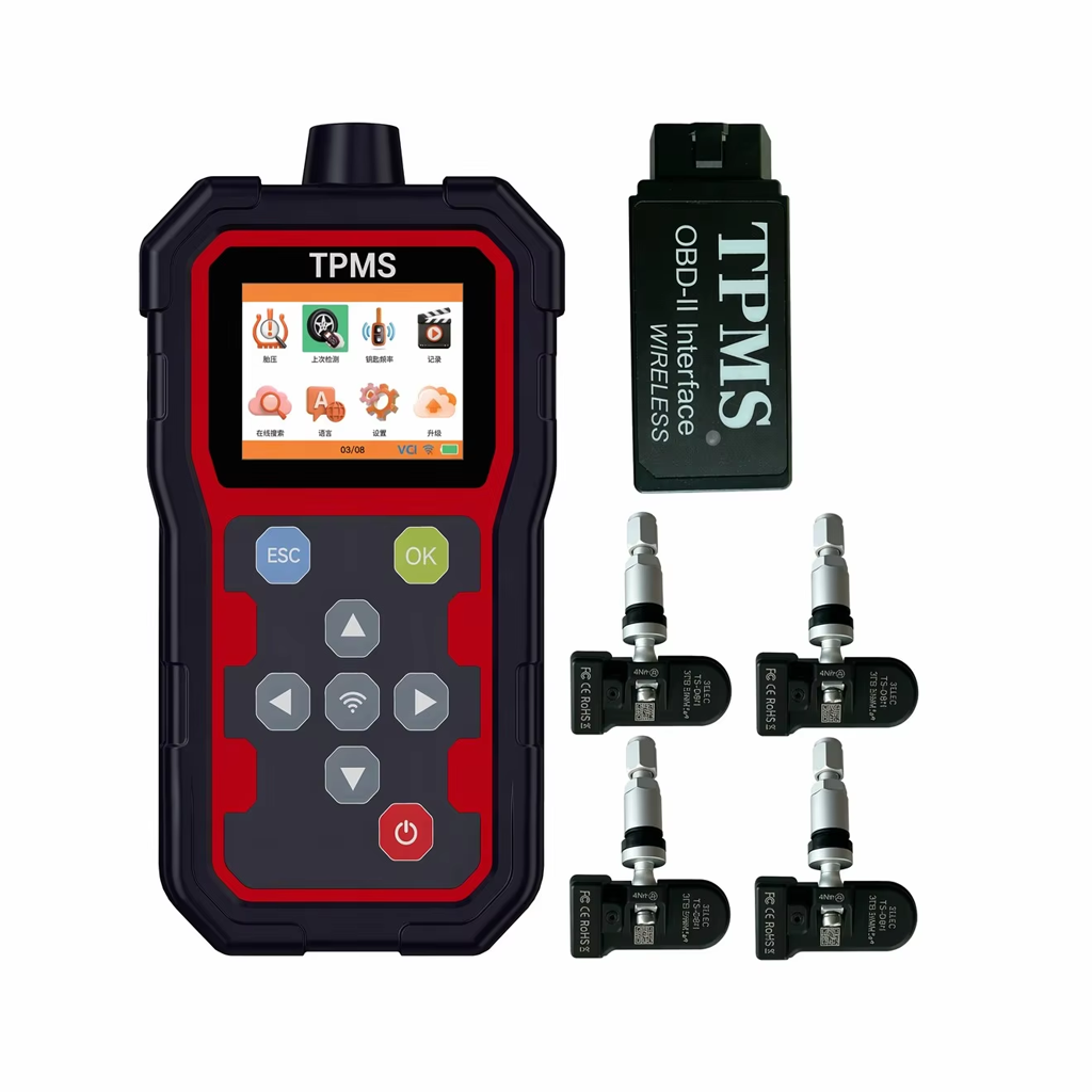 Universal TPMS programming tool, OBD-II module and programmable tire pressure sensors