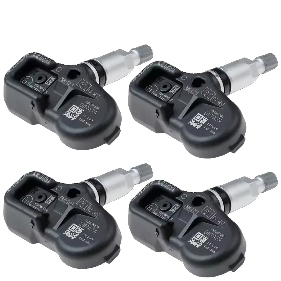 Four OEM TPMS sensors with metal valves for tire pressure monitoring