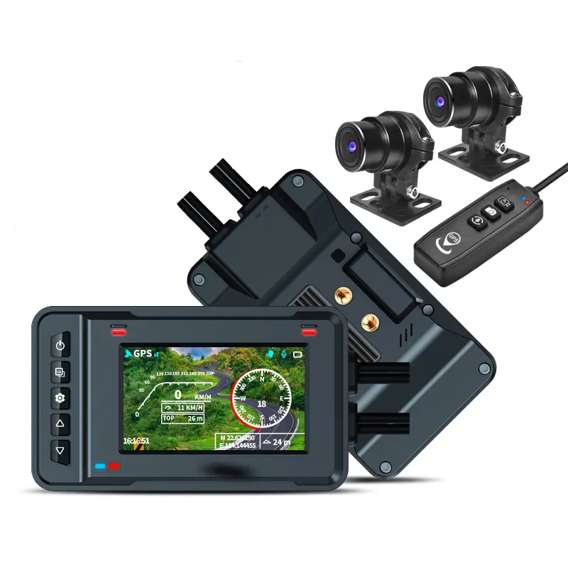 SE70 motorcycle dash cam with front and rear cameras