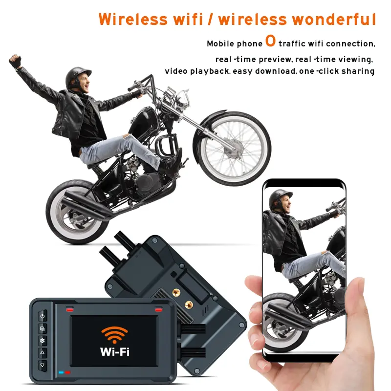SE70 5GHz Wi-Fi motorcycle dash cam mobile preview playback download and sharing