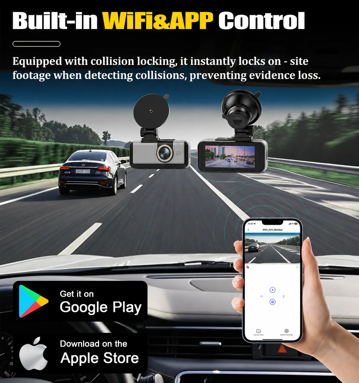 MXC-836 dash cam Wi-Fi and mobile App control