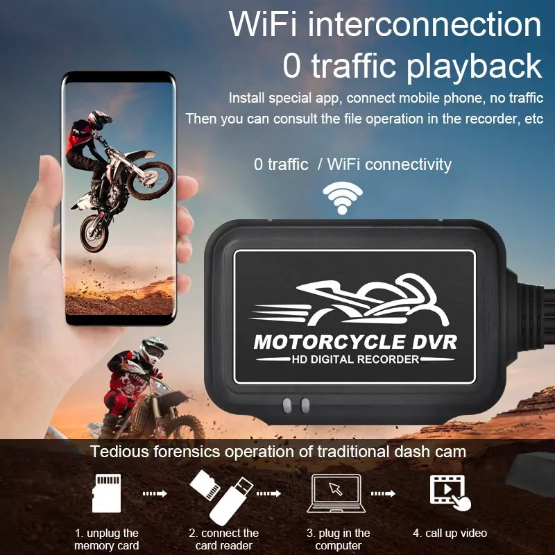 SE3 5GHz Wi-Fi motorcycle dashcam mobile preview playback download and sharing