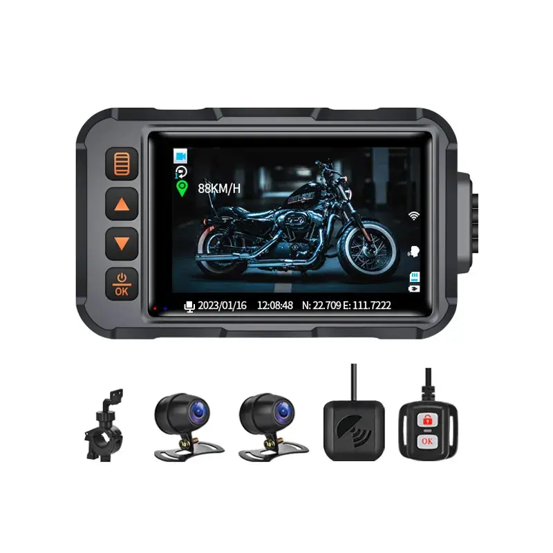 SE65 dual 1080P motorcycle dashcam with GPS and Wi-Fi